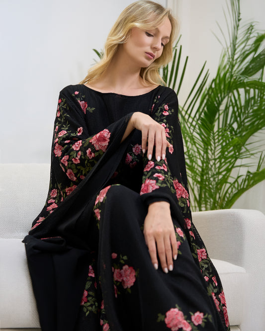 Abayas & Kaftans Black Flowers