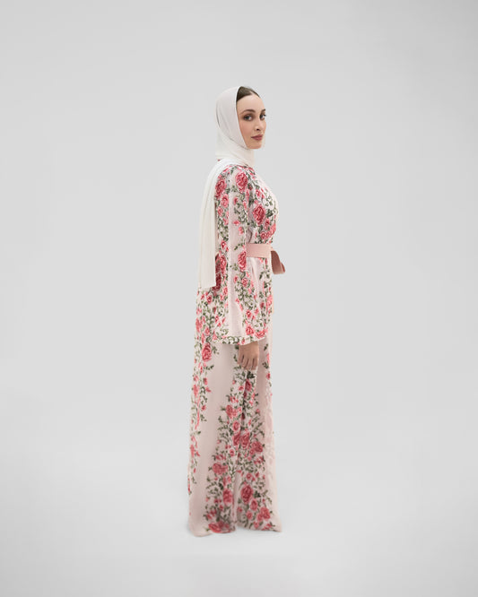 Abayas & Kaftans White Flowers
